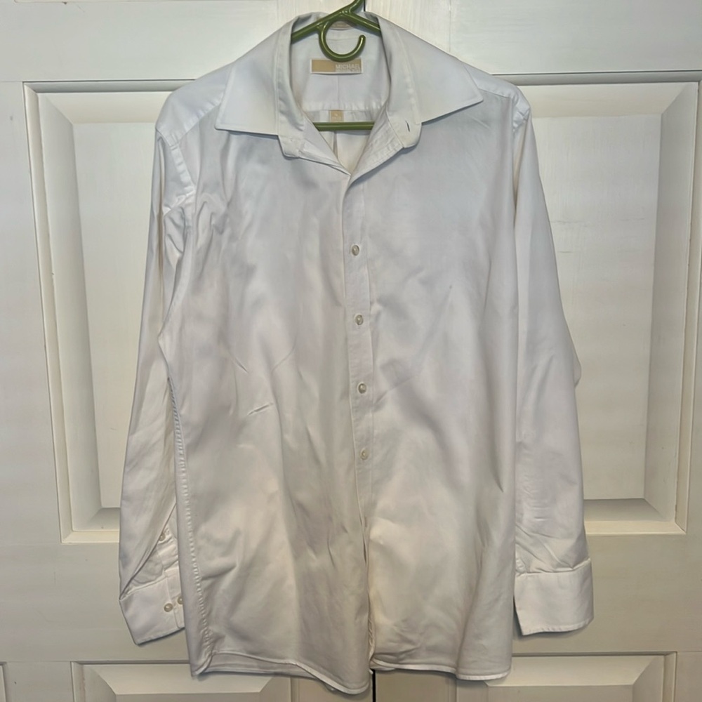 Men’s Michael Kors size large  16 (34/35) white button up dress shirt